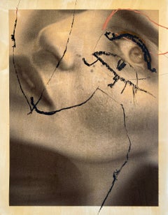 Set of 9 unique photographs altered by the artist. Mixed media portrait
