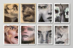 Set of 8 unique photographs altered by the artist. Mixed media portrait