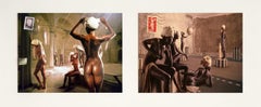 Hamami (Istanbul) & Paris, Diptych, From the Mani- Cartes Postales series.