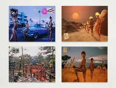 Miami, Saudi-Arabien, Kyoto und Kenia, aus der Serie „Mani – Cartes Postales“.