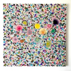 Constellations n° 2, 2022, acrylique sur papier amate sérigraphié.