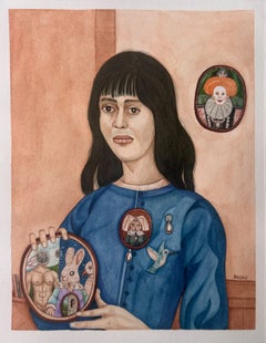 Un portrait de Botticelli au verdaccio, signé. Autoportrait à l'aquarelle