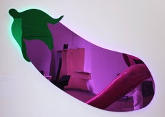 Quiereme Duro (Love Me Hard) -Purple Plexiglass Mirror wall Sculpture