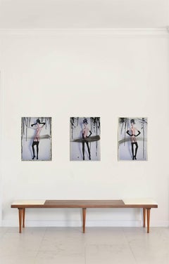 Nude Girl's Head, Hips, and Waist with Plastic and Tights Triptych