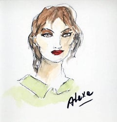 Alexa Chung, Watercolor on Archival Paper, 2016
