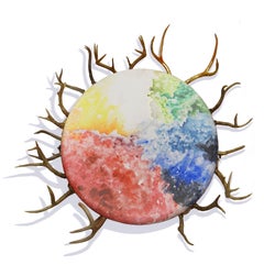 Circle of Life, Mixed Media on Canvas with Antlers, Medium Size, 2014