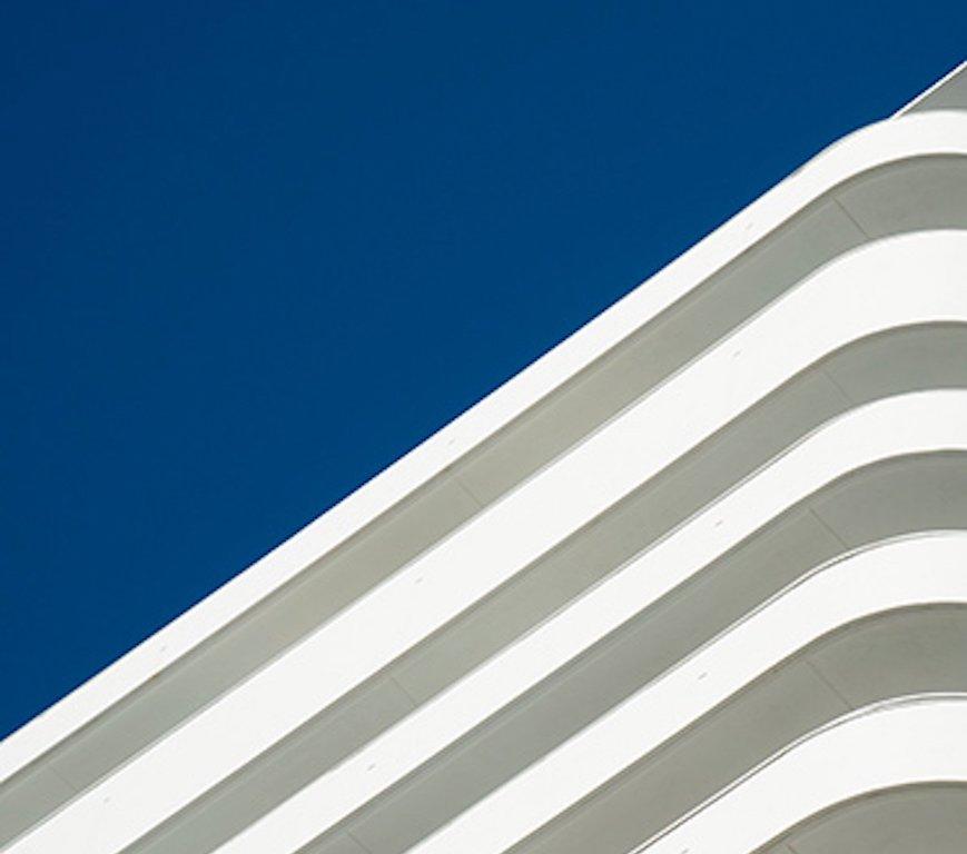 Miami Stripes 2, Color Architectural landscape limited edition Photograph - Blue Landscape Photograph by Luca Artioli