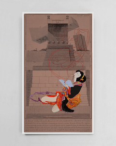 Geisha I, Hand Embroidery on printed cloth. From the series "Piranesi"