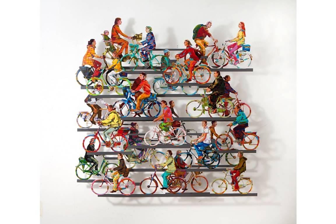 David Gerstein Figurative Sculpture - City On Wheels