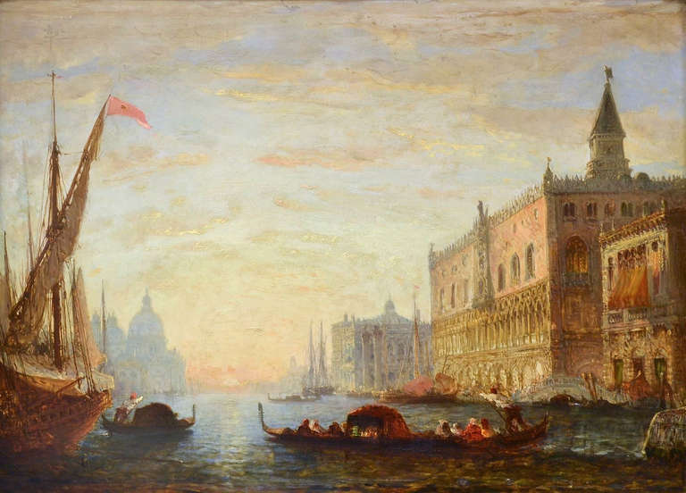 Felix Ziem Landscape Painting - Sunset on the Grand Canal with a view of the Doge’s Palace