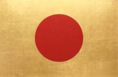 "Rising Sun" Japanese Flag POP, Minimal, 23K Gold Leaf /Oil Red and Gold Painting
