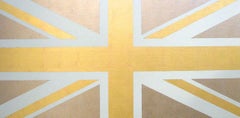 "Union Jack (White)" Contemporary Flag Oil Paint 23k Gold Leaf Bold Striking Pop