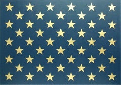 "Canton Major" Americana,  Pop Art, 23K Gold Leaf, Stars, Navy Blue, Flag Detail