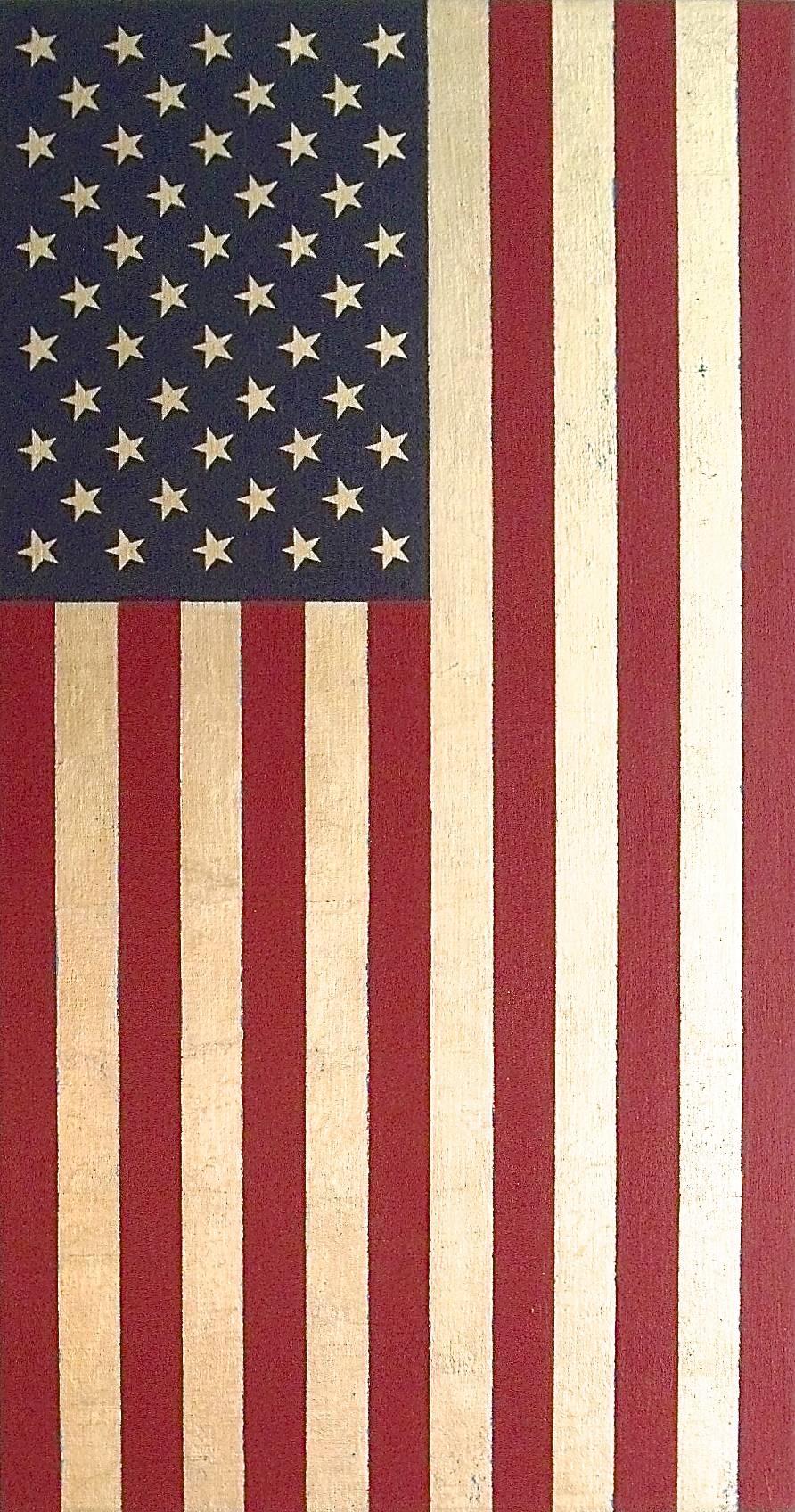  "U.S. Flag Vertical" American Pop Art Oil Paint Minimal Abstract Contemporary
