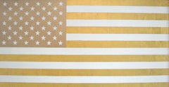 "U.S. Flag in White and Gold"  Americana, Pop, 23 Karat Gold Leaf, Contemporary