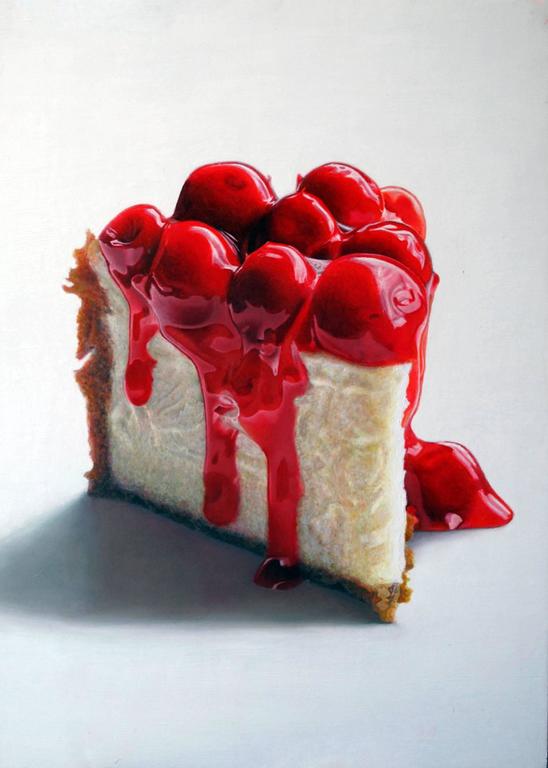 Mary Ellen Johnson Still-Life Painting - Cherry Cheesecake