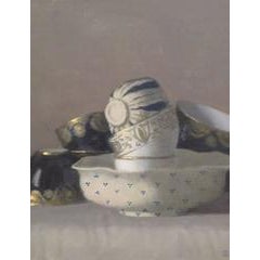 Composition with 6 Cups and Bowl in Blue, White and Gold 9