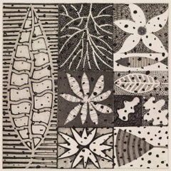"All About the Square"     Plant Abstraction, Nature Modern Black/White Etching