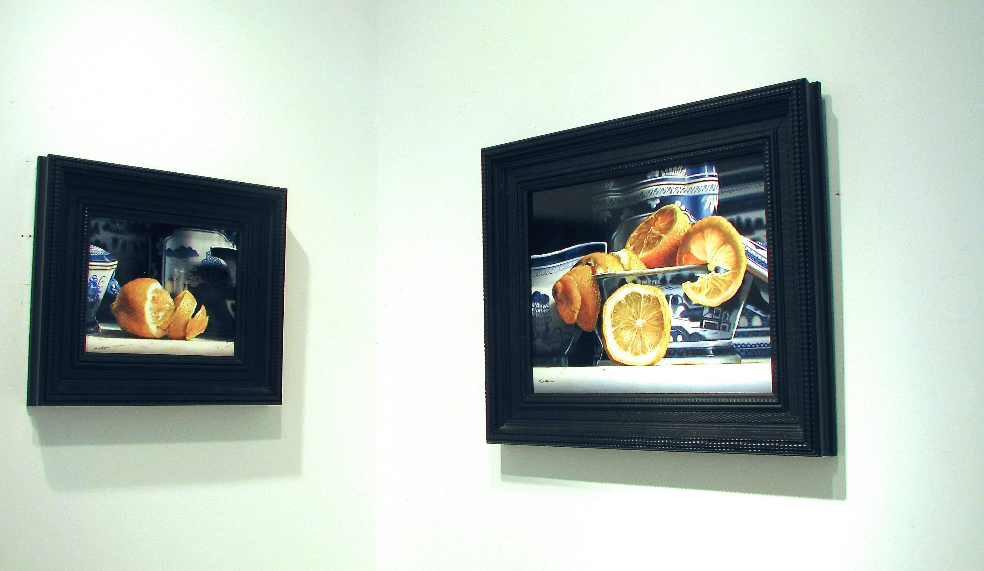 Porcelain with Lemons - Painting by Larry Preston