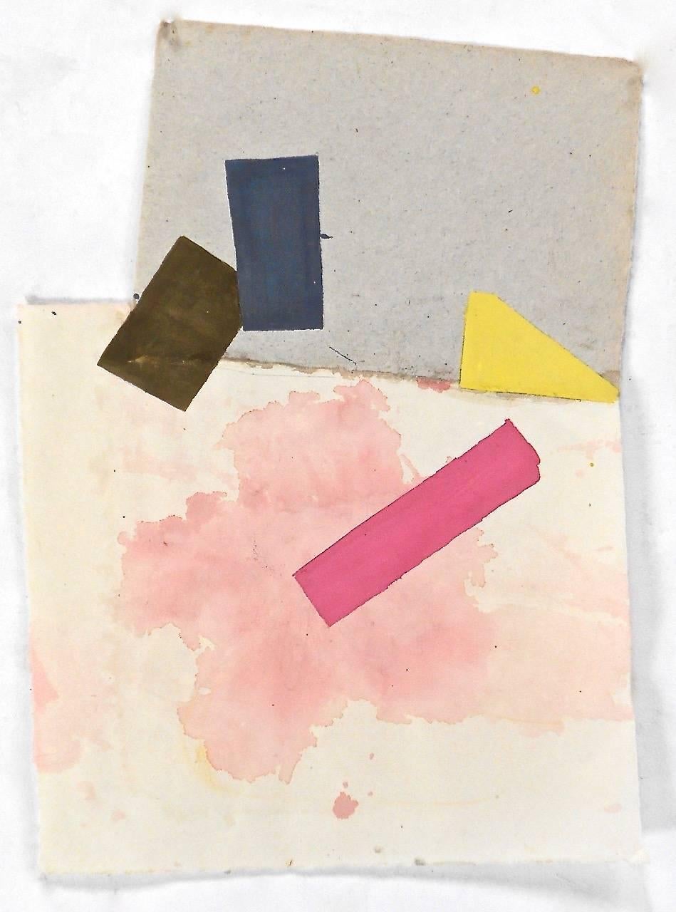 "Untitled" Abstract Expressionist Geometric Bright  Colorful Collage Gouache - Mixed Media Art by Jean Feinberg