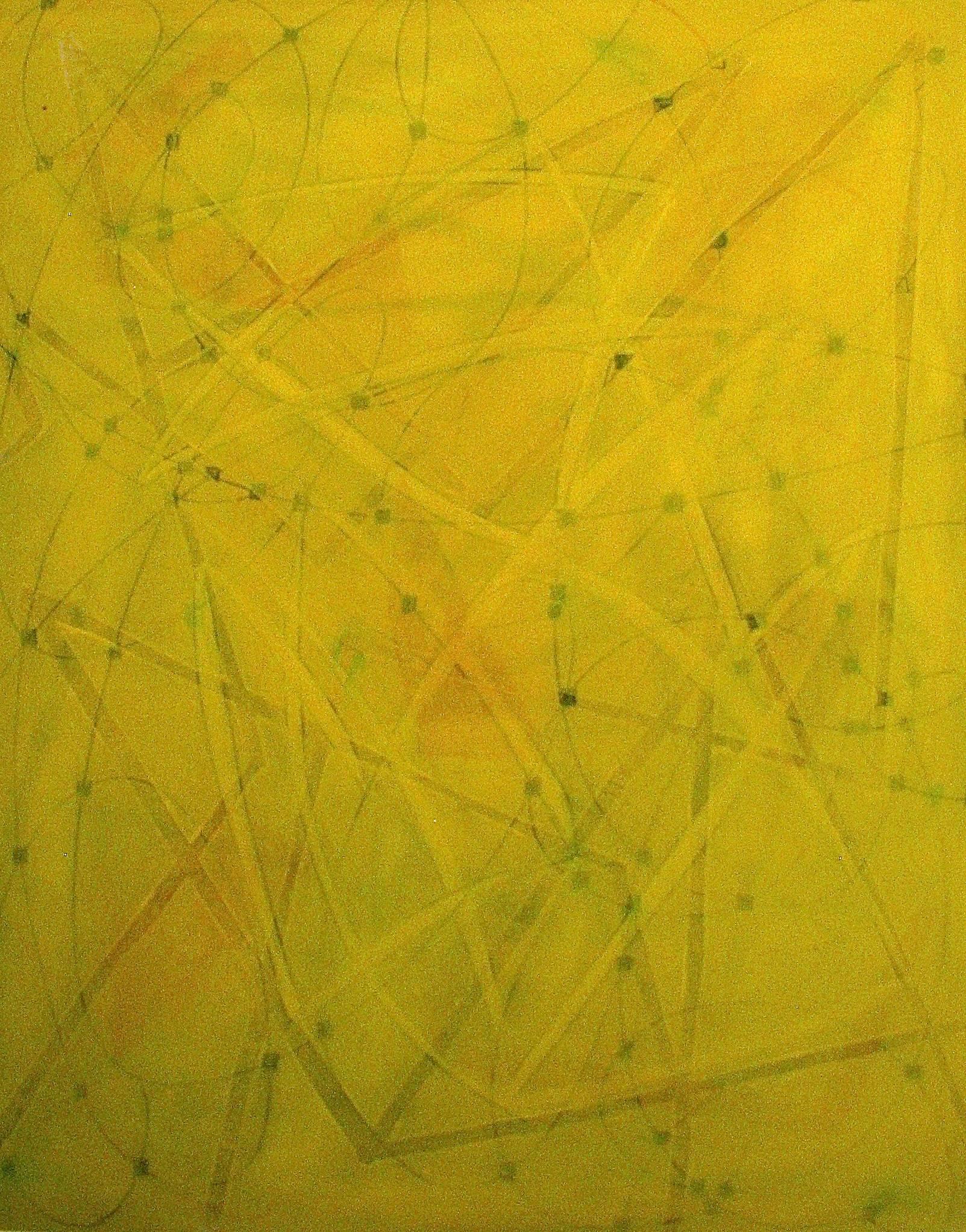 Nancy Berlin Abstract Drawing - "Continuation 4" Abstract Bright Yellow Expressionist Bright Coloful Modern