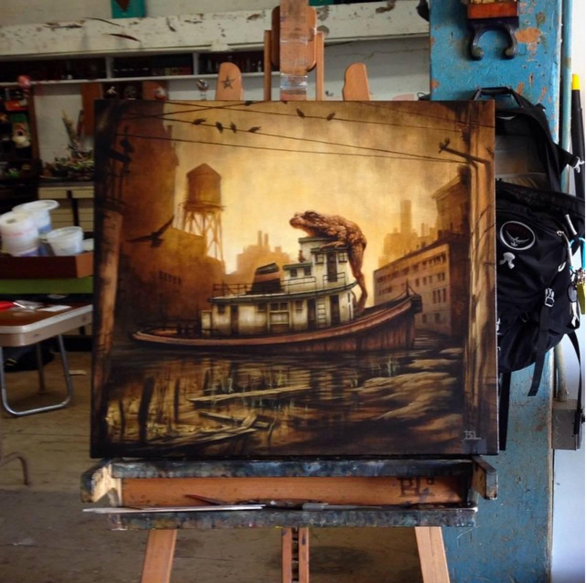 The Harbormaster - Contemporary Painting by Brin Levinson