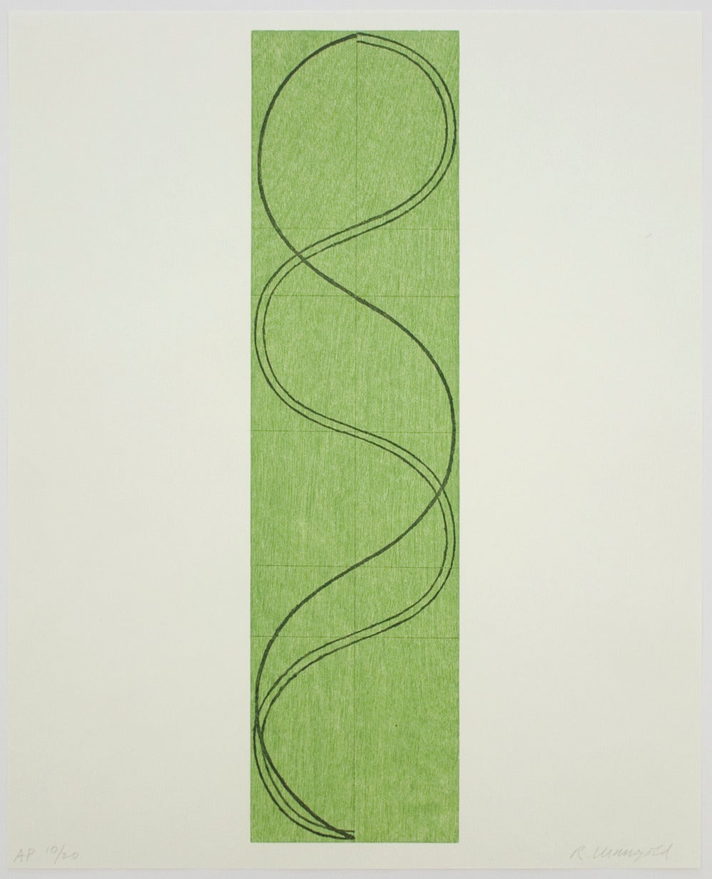 Robert Mangold Abstract Print - Green Column/Figure