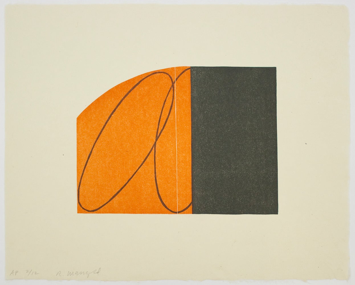 Robert Mangold Abstract Print - Orange/Black Zone