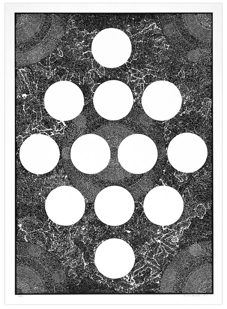 Bruce Conner Abstract Print - 100 Series: #121 TWELVE MOONS