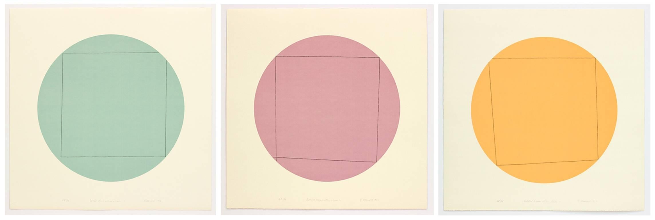 Robert Mangold Abstract Print - Distorted Square Within A Circle