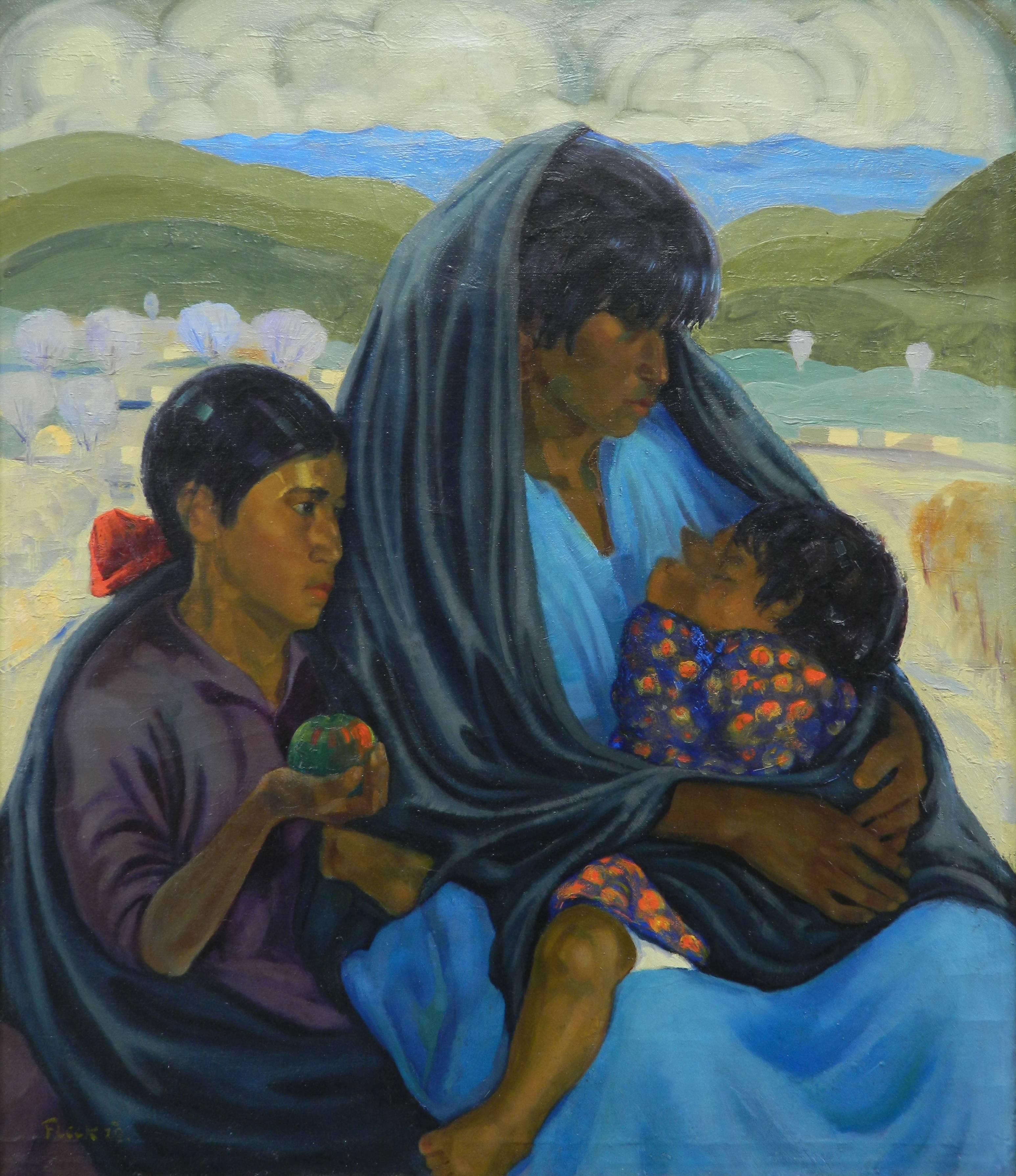 Joseph Fleck Portrait Painting - Mother and Child