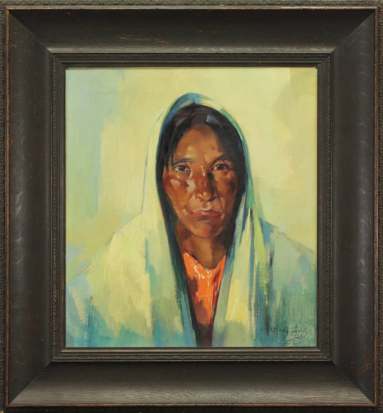 Untitled Taos Portrait - Painting by Hans Paap