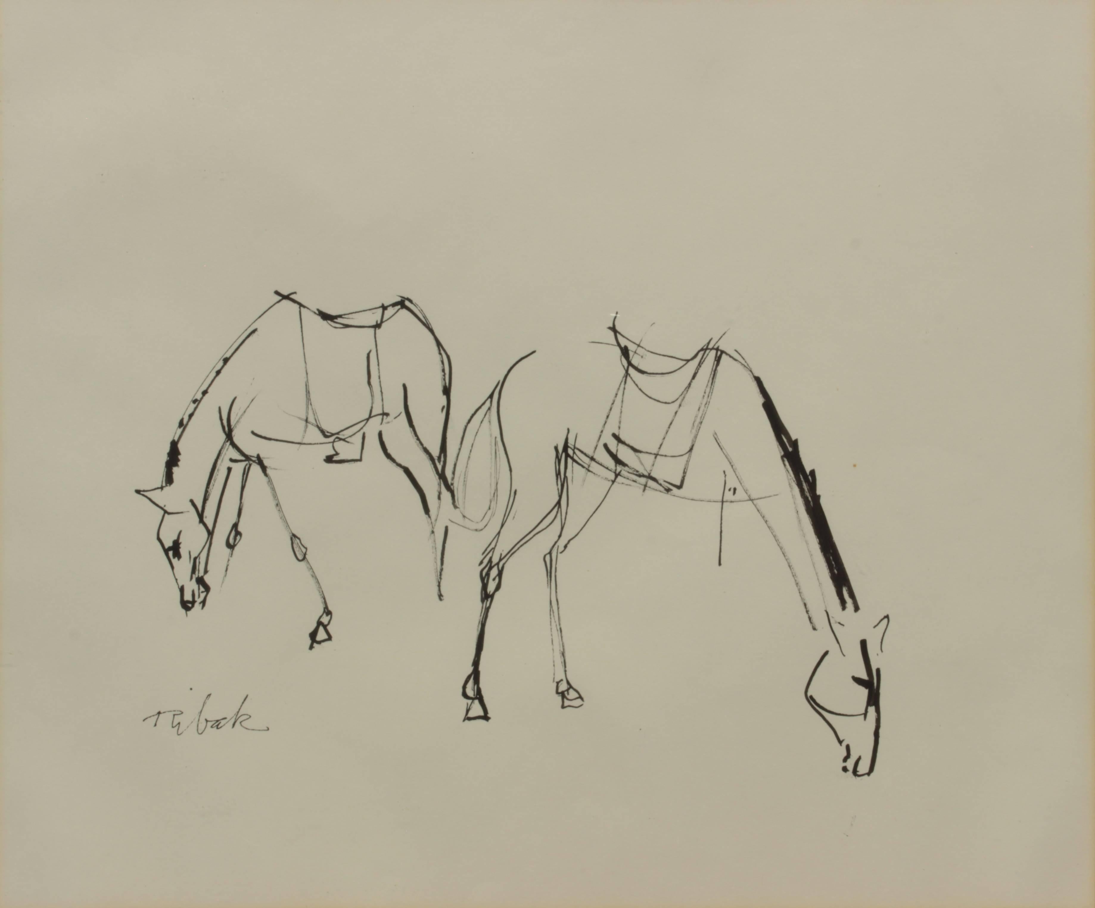 Louis Ribak Animal Art - Untitled - Horses