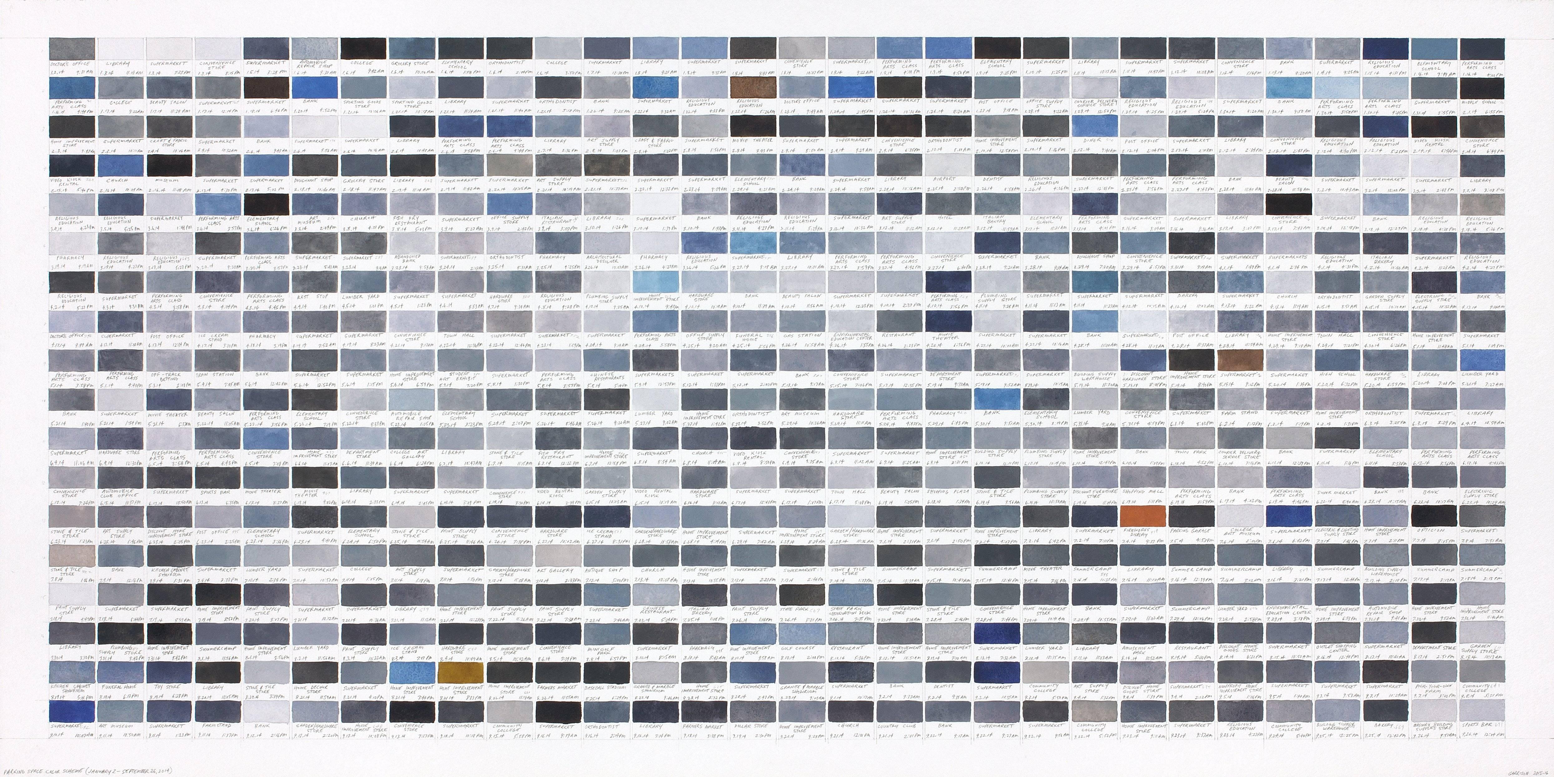 Richard Garrison Abstract Drawing - Parking Space Color Scheme (January 2 -September 26, 2014)