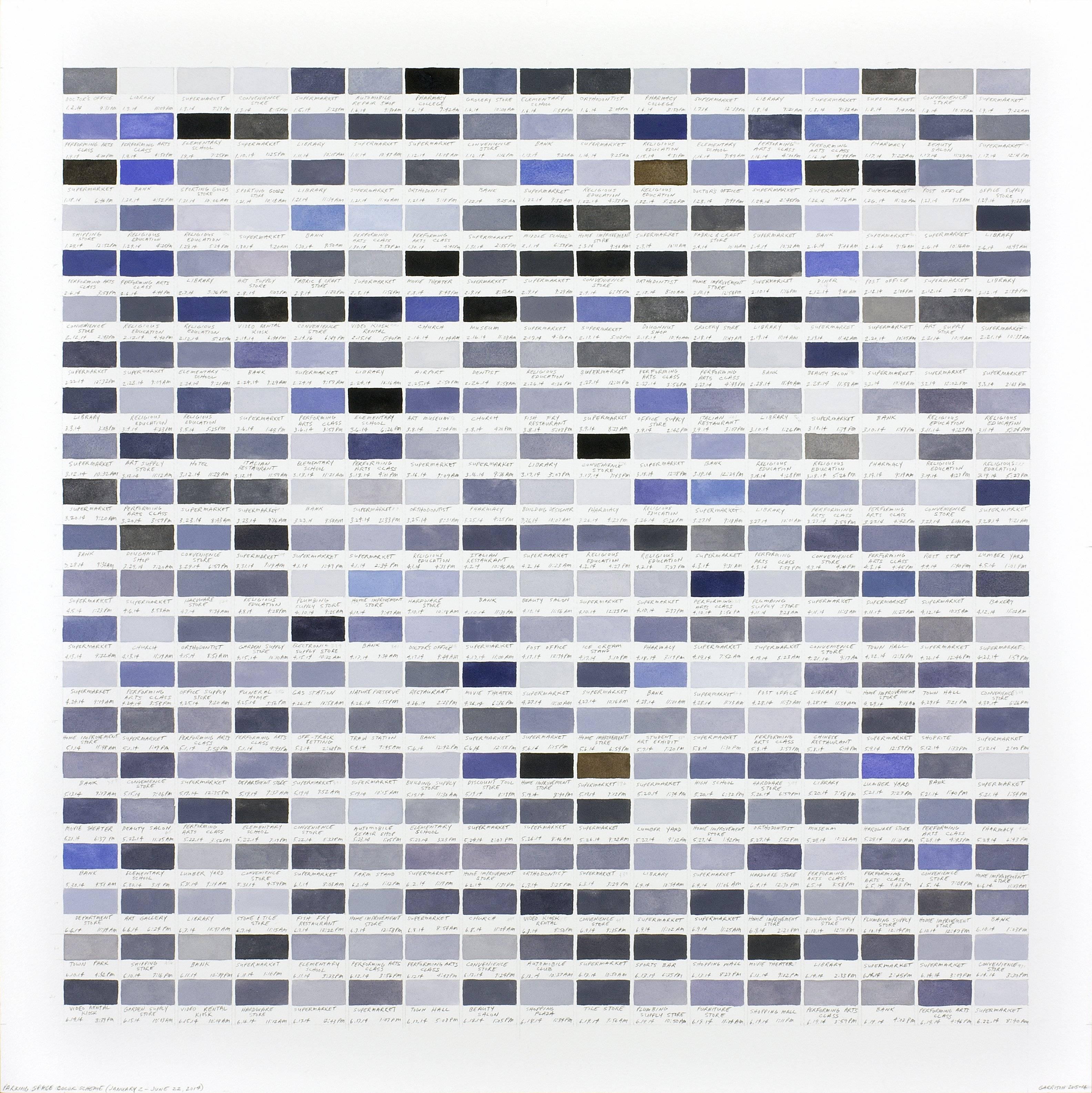 Richard Garrison Abstract Drawing - Parking Space Color Scheme (January 2 – June 22, 2014)