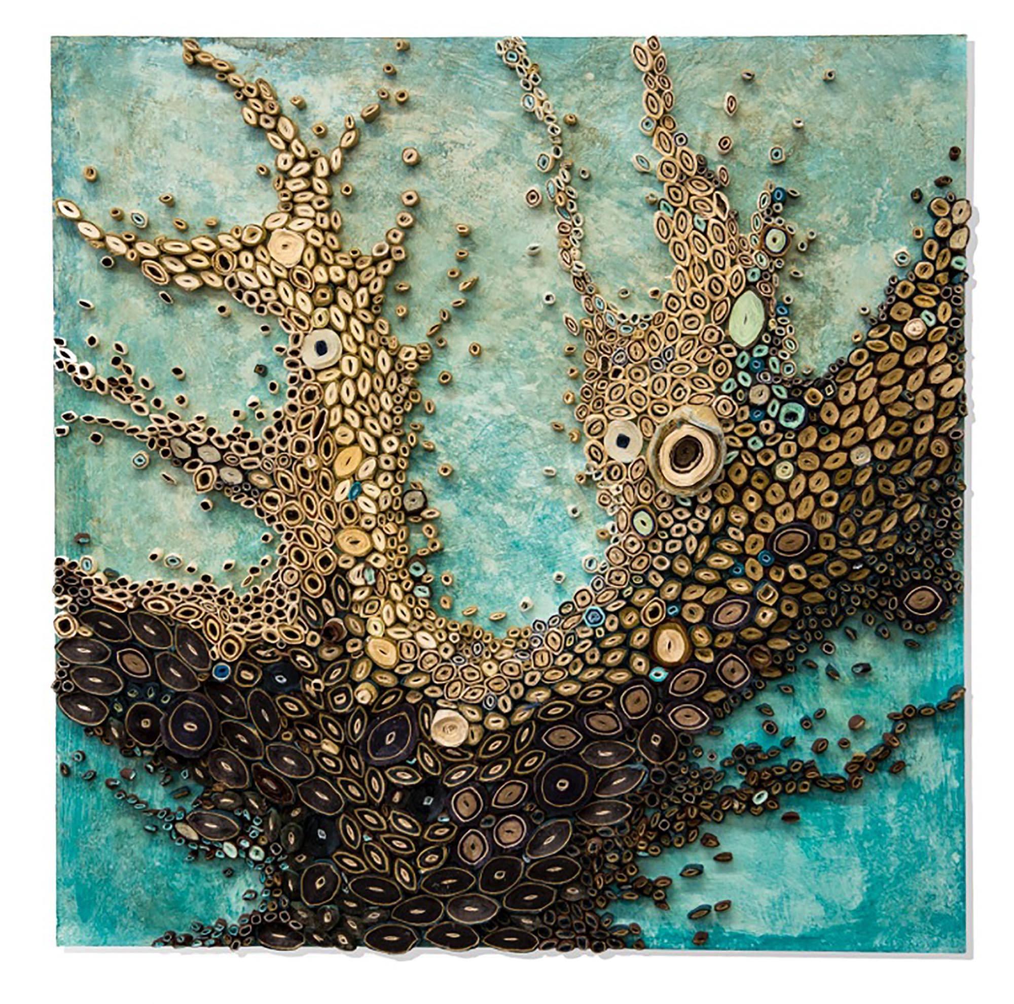 Celadon Roots 3D paper work - Mixed Media Art by Amy Genser