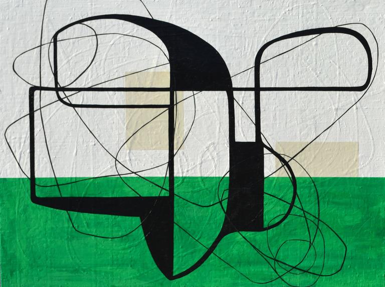 Maura Segal Grhopper Green Mid Century Modern Style Painting Maura Segal Grhopper Green