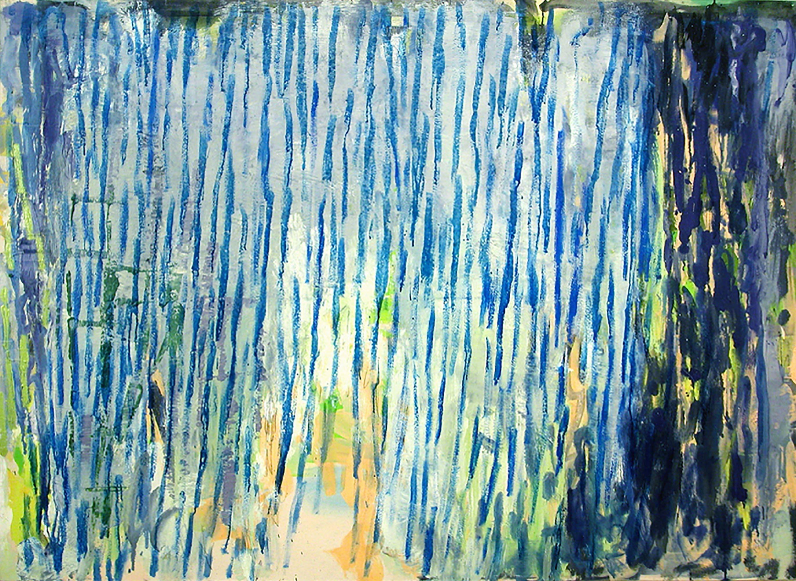 Molly Herman Abstract Painting - Blue Bamboo
