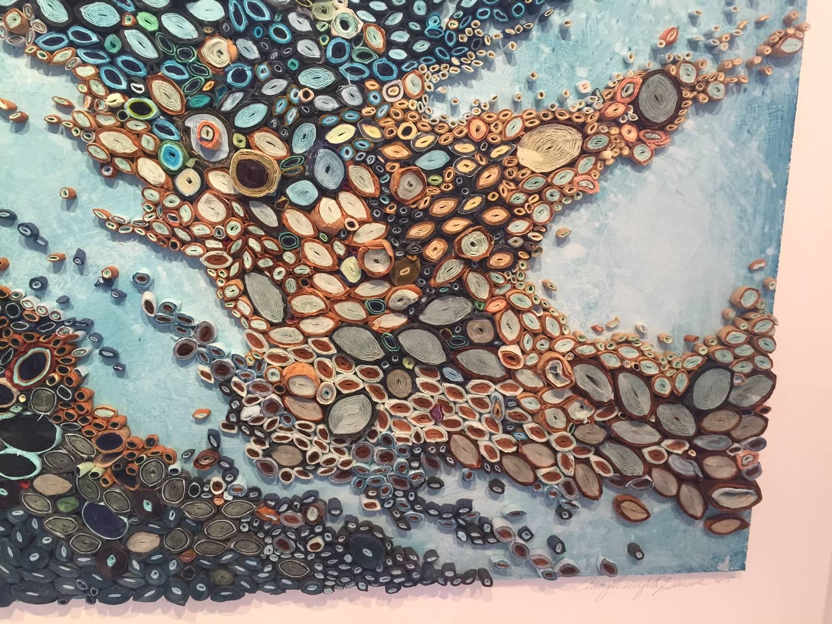 Pulled to Pools 3 Dimensional paper piece - Contemporary Mixed Media Art by Amy Genser