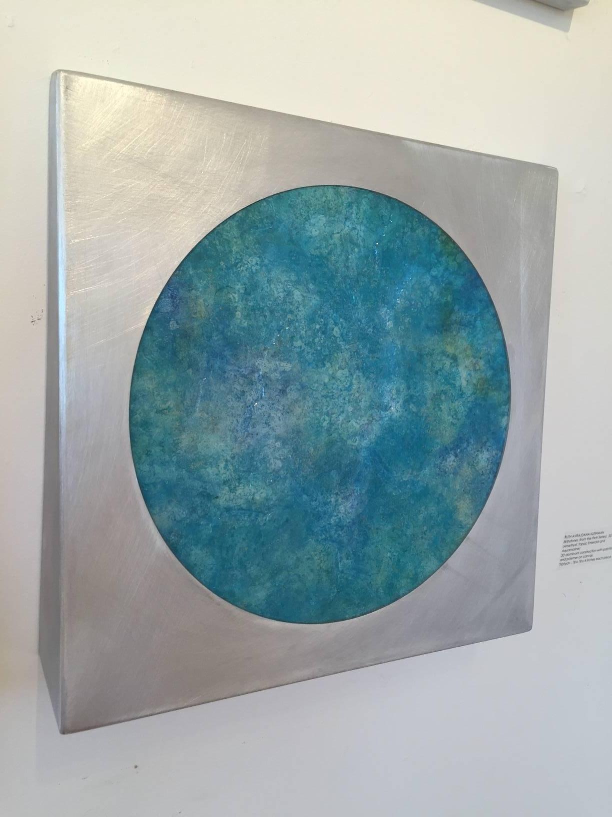 Birthstones (from the Petri Series) - Gray Abstract Painting by KX2: Ruth Avra + Dana Kleinman