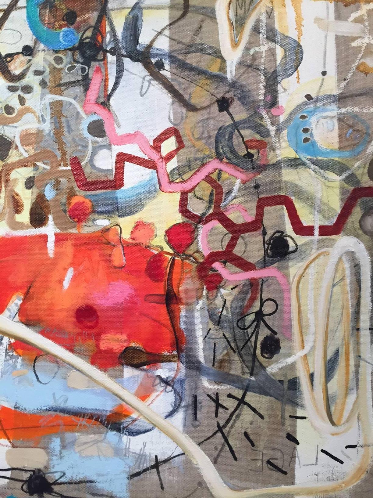 Trashed- What Makes a Good Man - Gray Abstract Painting by Janet Lage