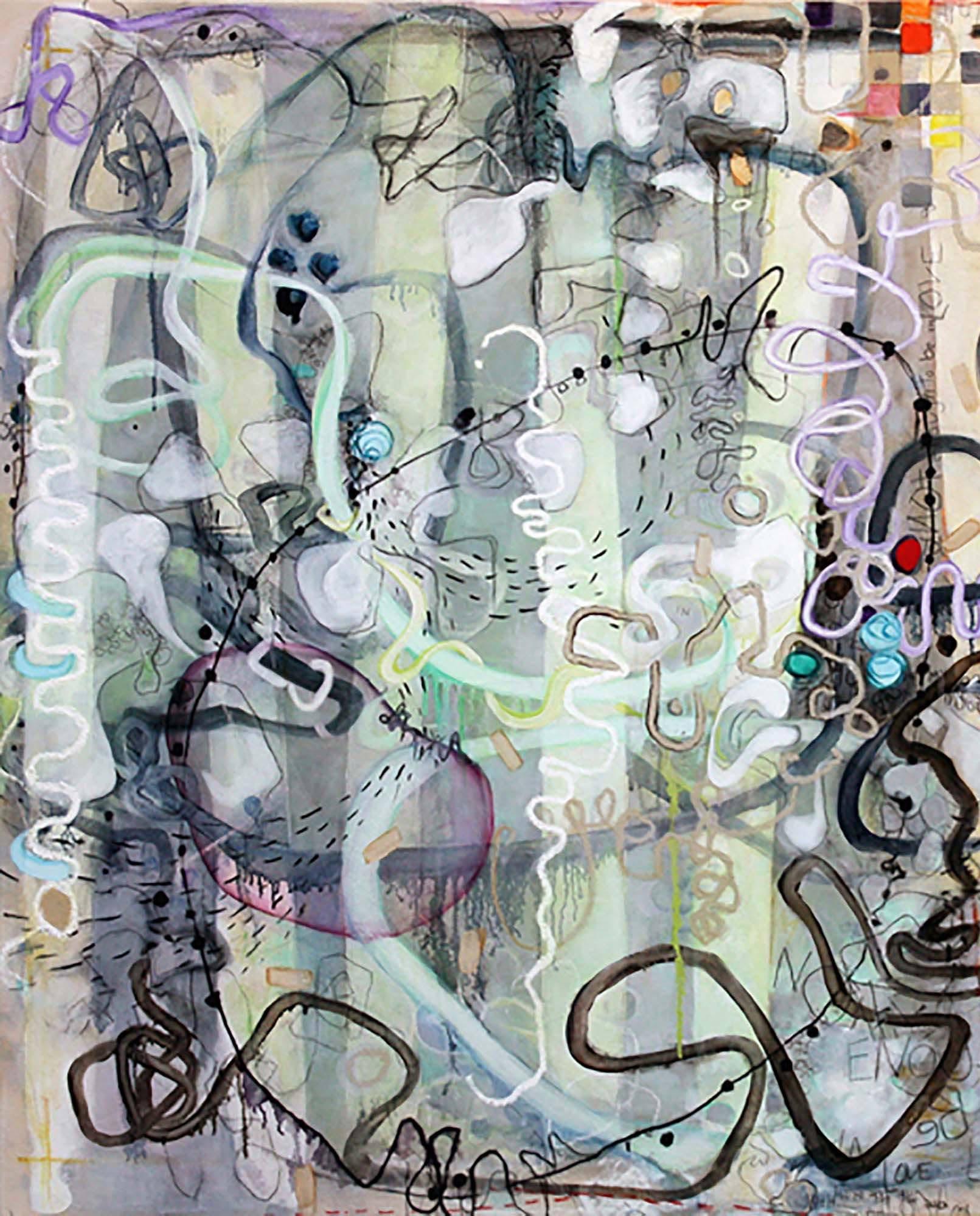 Stick It - Not Enough to be In Love Graffiti inspired painting - Painting by Janet Lage