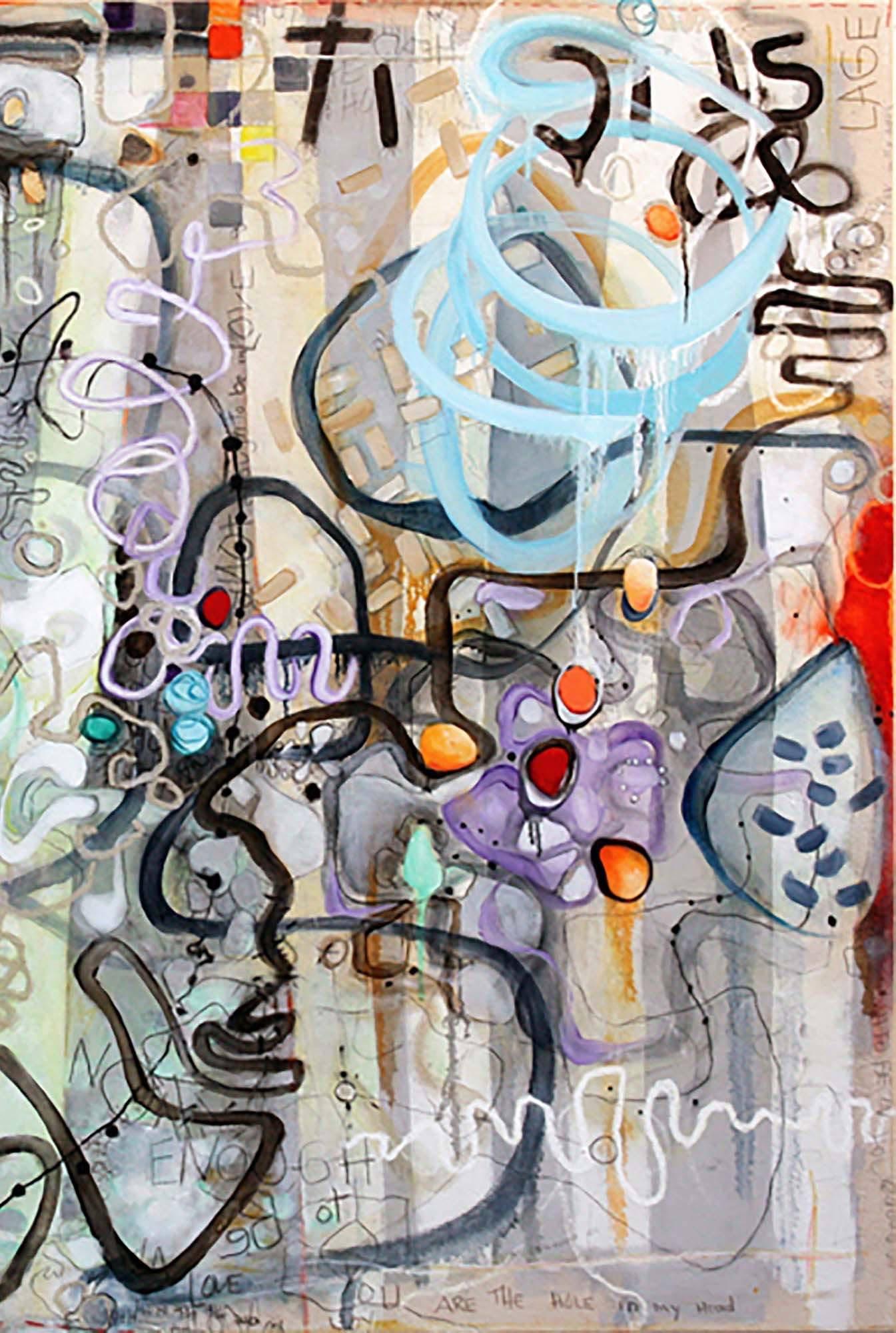 Stick It - Not Enough to be In Love Graffiti inspired painting - Contemporary Painting by Janet Lage