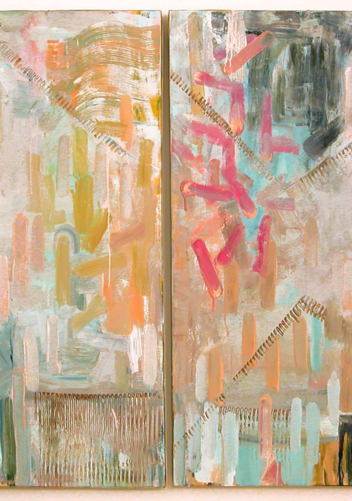 Sylvia's Saga - Beige Abstract Painting by Molly Herman