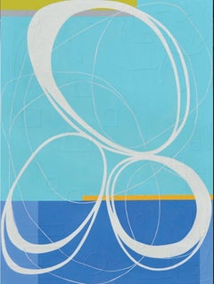 Bicycle 1 & 2 abstract blue mid century modern style