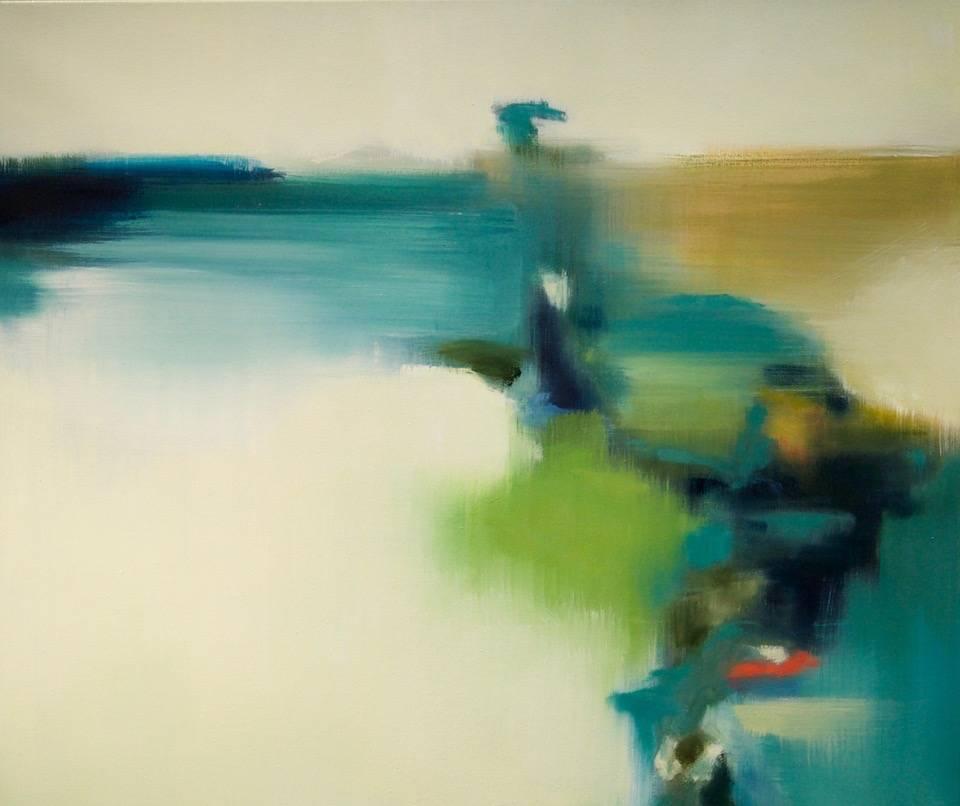 Meditation Series Flow abstract landscape - Painting by Liz Dexheimer