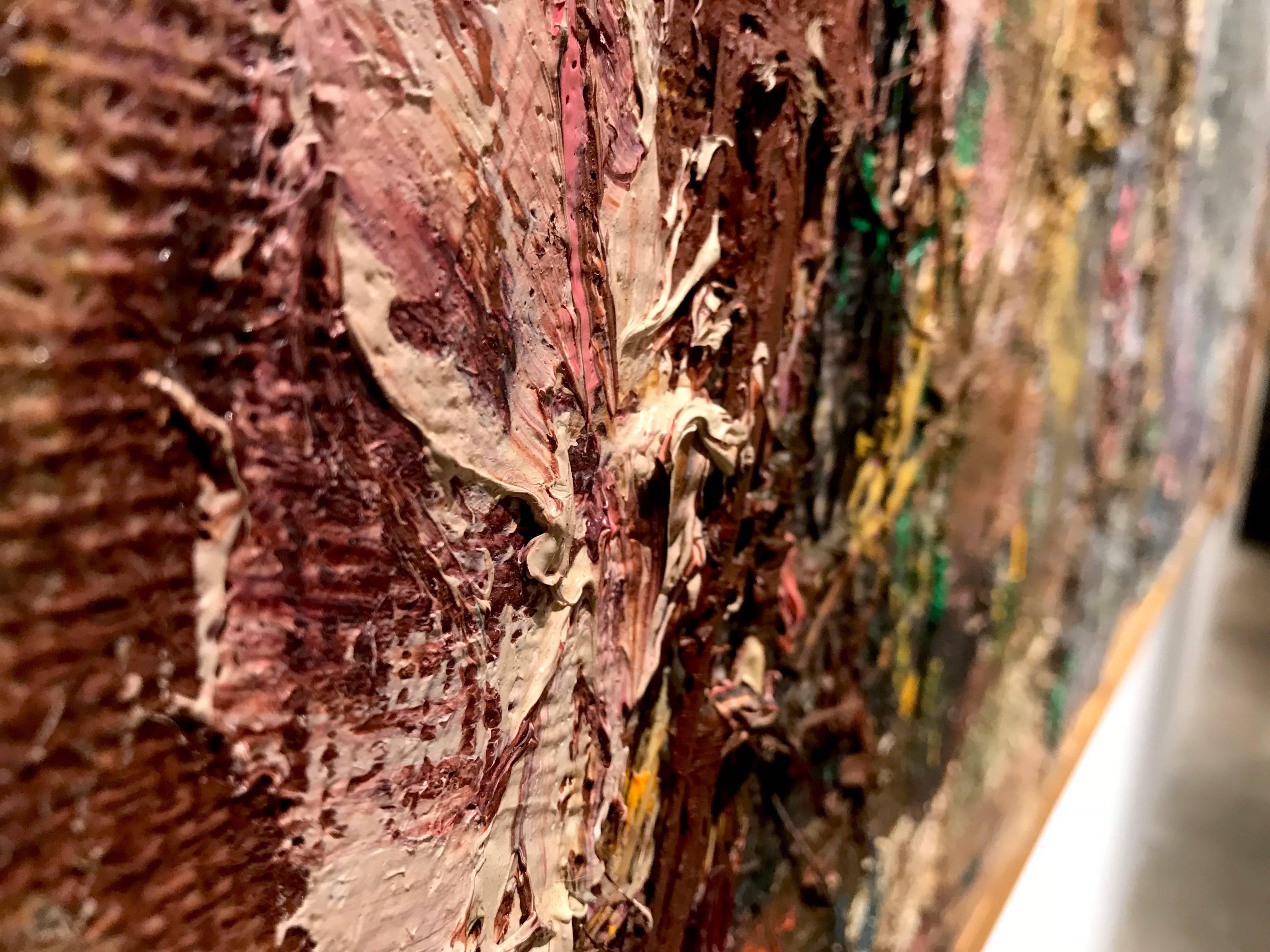 This lush, rough masterpiece from the great Joan Snyder counts among her finest works. It combines a sublime muscularity reminiscent of Anselm Kiefer with a gentle lyricism. This combination is uniquely and quintessentially  Snyder. 

One of the