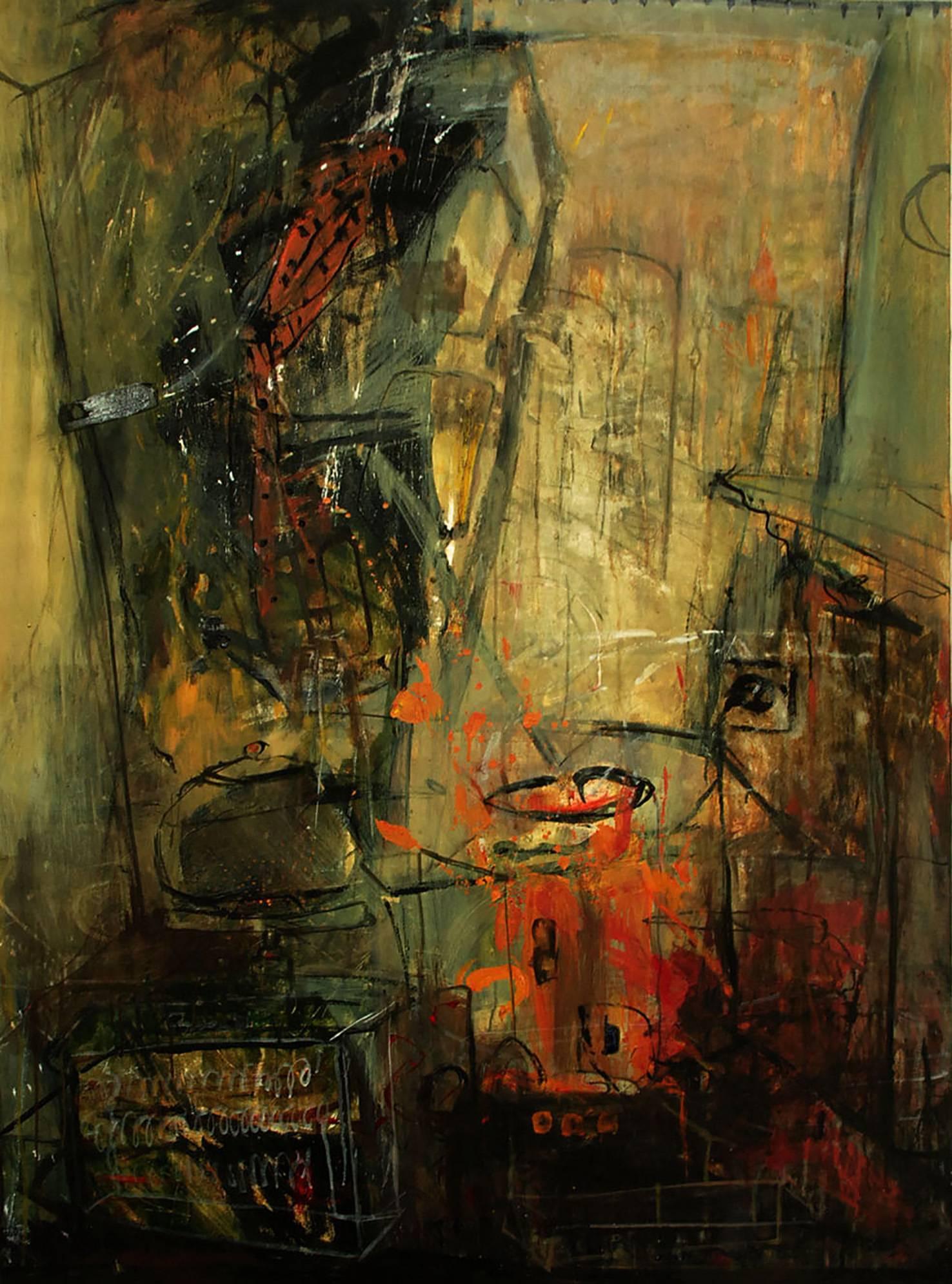 The Burned Theater Series No 6 - Painting by Bahar Ejtemaei
