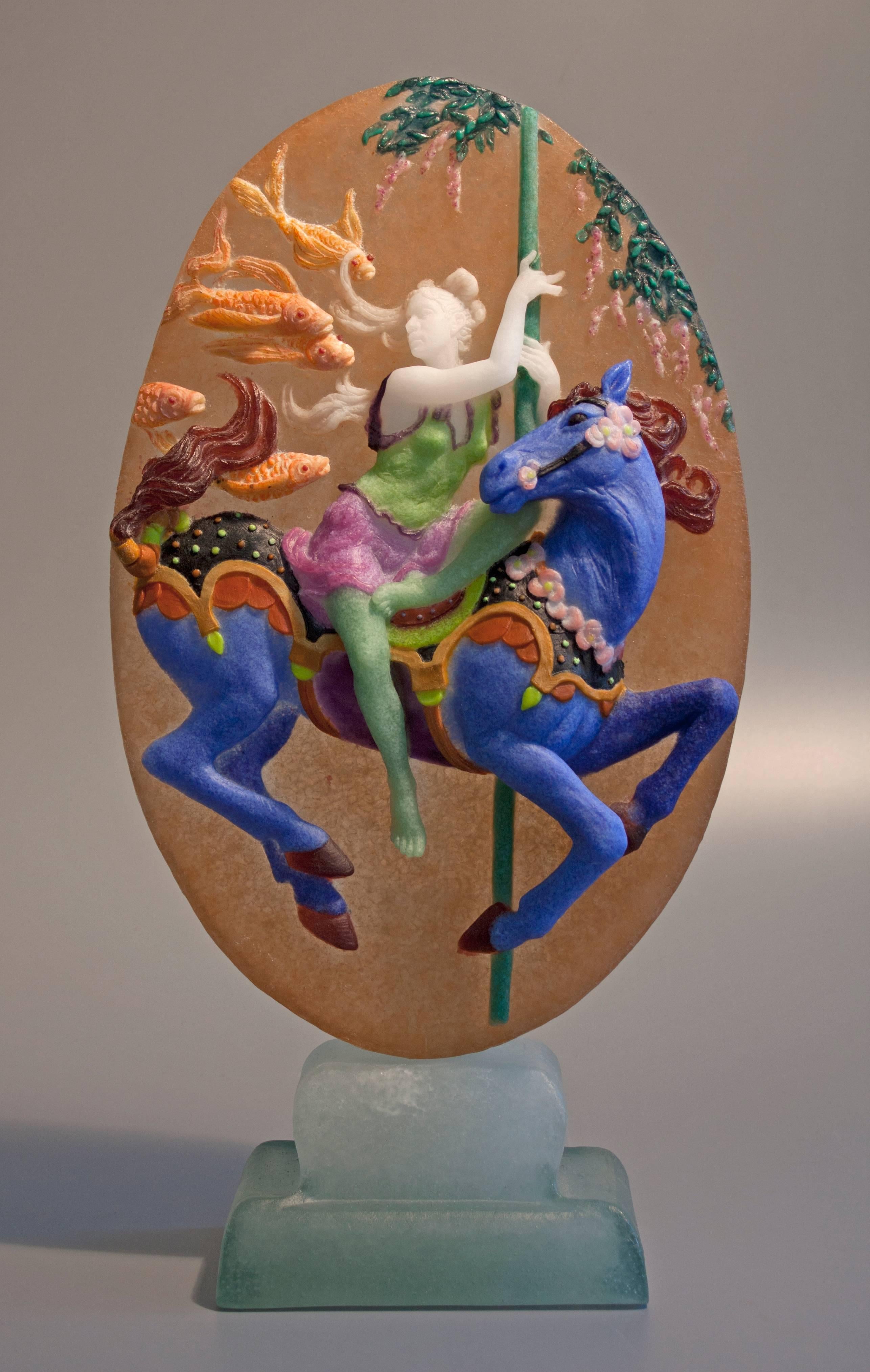 Wendy Saxon Brown Figurative Sculpture - Dream of the Carousel Horse and Flying Fish