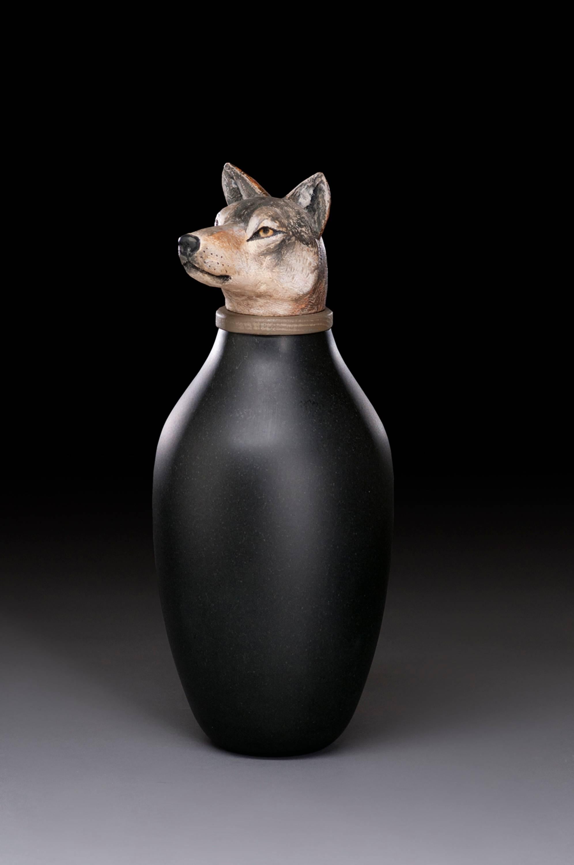 Peter Wright Figurative Sculpture - Wolf Spirit Jar